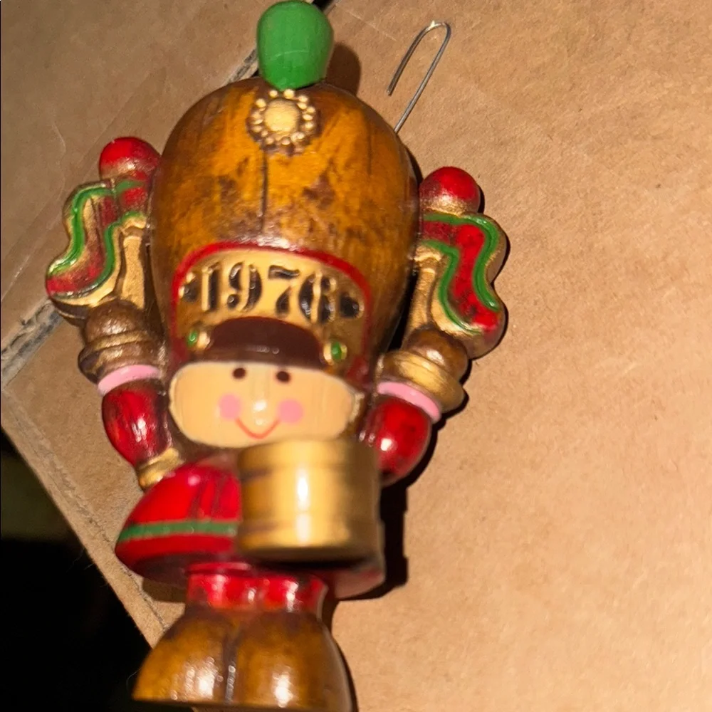 Festive Wooden Nutcracker Ornament 1976 drummer boy